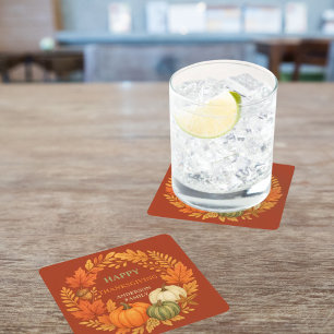 Dessous De Verre Carré Bon thanksgiving citrouille chute terre cuite