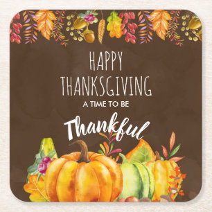 Dessous De Verre Carré Bon thanksgiving Citrouilles et feuillage d'automn