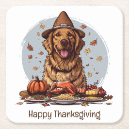Dessous De Verre Carré Bon thanksgiving Golden Retriever Chien