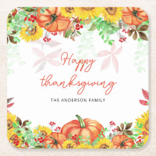 Dessous De Verre Carré Bon thanksgiving Orange Citrouille