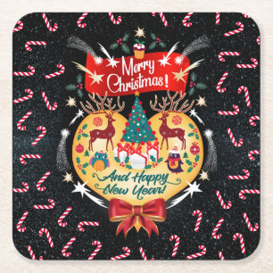 Dessous De Verre Carré Bonbons de Noël