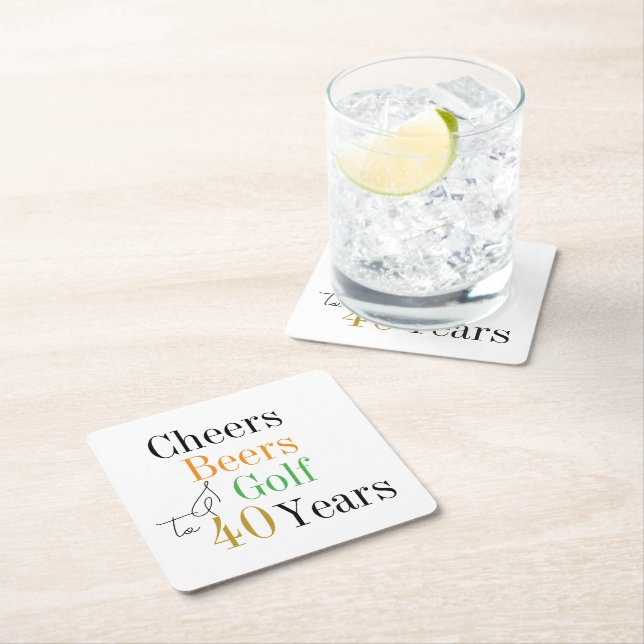 Dessous De Verre Carré Bonbons et bières Golf 40e anniversaire (En situation)