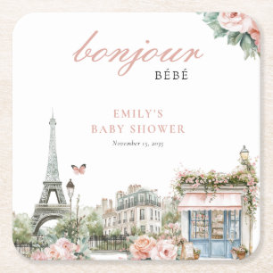 Dessous De Verre Carré Bonjour Bébé Paris Baby shower français