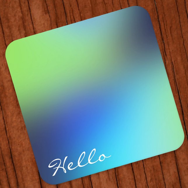 Dessous De Verre Carré Bonjour moderne holographique bleu vert turquoise (Hologram gradient design )