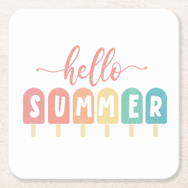Dessous De Verre Carré Bonjour Summer Pastel Popsicles (Devant)