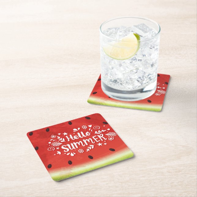 Dessous De Verre Carré Bonjour Watermelon (En situation)