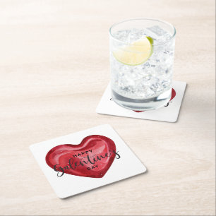 Dessous De Verre Carré Bonne fête des Galentines