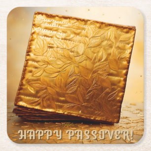 Dessous De Verre Carré Bonne Pâque ! Golden Matzah