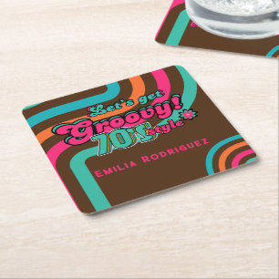 Dessous De Verre Carré Boogie d'anniversaire Retro Disco sur mesure 70's 