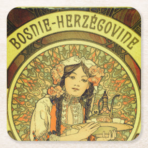 Dessous De Verre Carré Bosnie-Herzégovine par Alphonse Mucha 1900