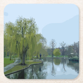 Dessous De Verre Carré Boston Public Garden Massachusetts Painting