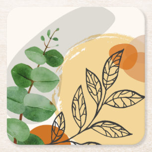 Dessous De Verre Carré Botanique Boho Green Orange