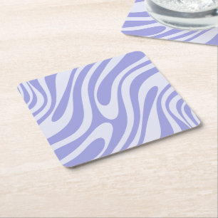 Dessous De Verre Carré Boucles Wavy Retro Abstrait Motif clair violet