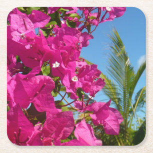 Dessous De Verre Carré Bougainvilliers et palmiers paysage tropical