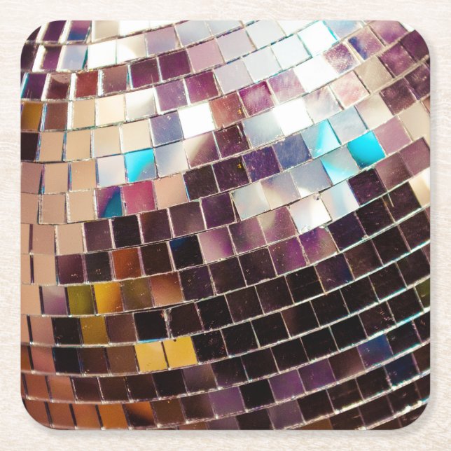 Dessous De Verre Carré Boule de disco en miroir (Devant)