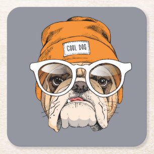 Dessous De Verre Carré Bouledogue frais de hippie