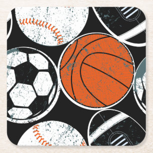Dessous De Verre Carré Boules de sport collectif