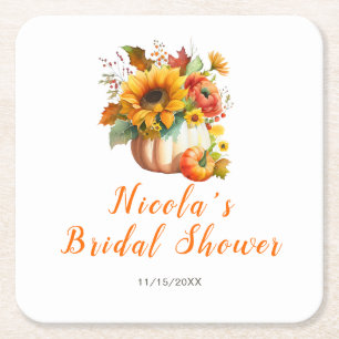 Dessous De Verre Carré Bouquet de fleurs de citrouille Shower de mariage