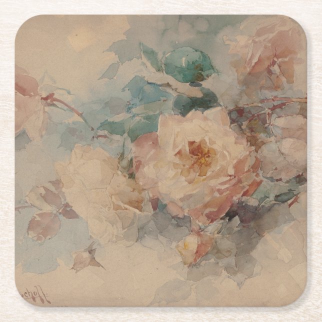Dessous De Verre Carré Bouquet de Rose - Franz Bischoff (Devant)