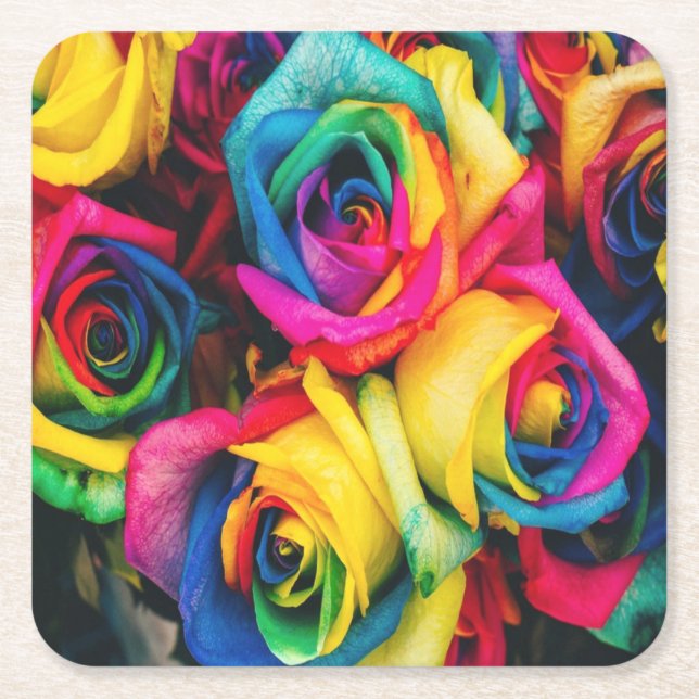 Dessous De Verre Carré Bouquet Rose arc-en-ciel (Devant)