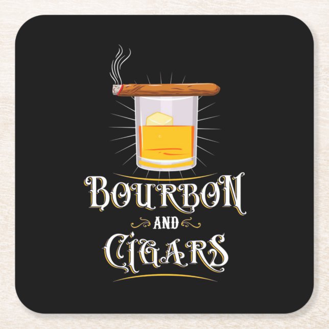 Dessous De Verre Carré Bourbon Et Cigares (Devant)