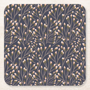 Dessous De Verre Carré Bourgeons roses délicats sur branches brunes