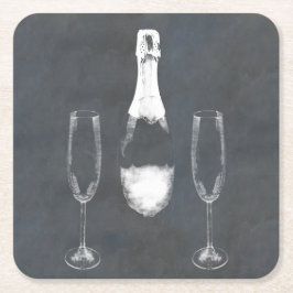 Dessous De Verre Carré Bouteille de Champagne