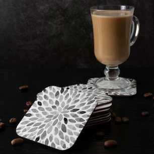 Dessous De Verre Carré Boutons de brosse d'aquarelle - noir et blanc