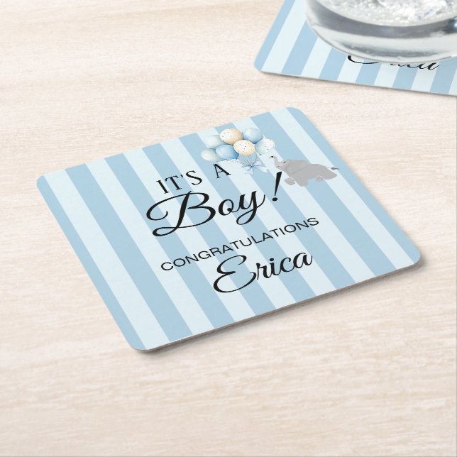 Dessous De Verre Carré Boy Baby Shower (Incliné)