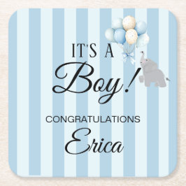 Dessous De Verre Carré Boy Baby Shower