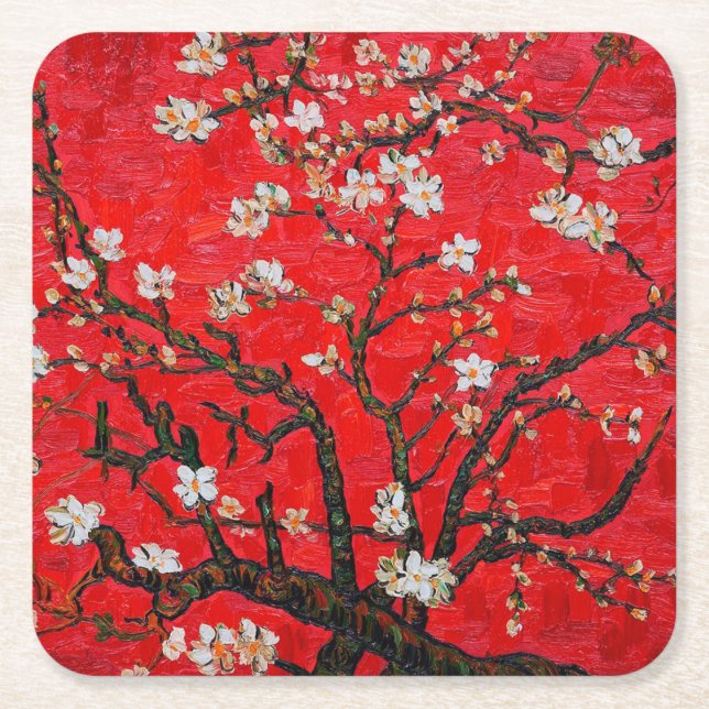 Dessous De Verre Carré Branches d'Amandiers en Blossom, Van Gogh (Devant)