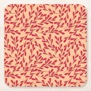 Dessous De Verre Carré Branches feuillues rouges motif sans couture