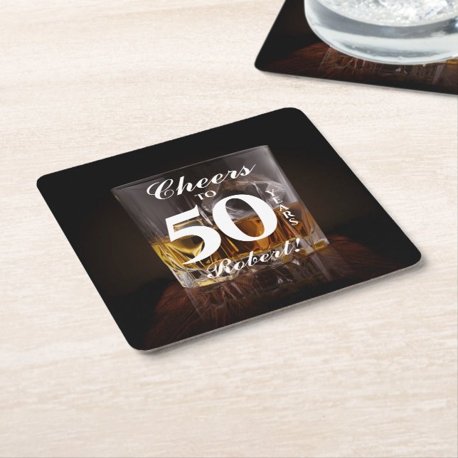 Dessous De Verre Carré Bravo Rustic Whiskey Rocks Verre (Incliné)