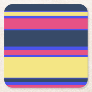 Dessous De Verre Carré Brayures rose, jaune et bleue