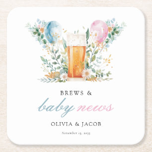 Dessous De Verre Carré Brews & Baby News Sexe Reveal Party