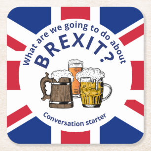 Dessous De Verre Carré BREXIT Union Jack - Démarreur de conversation