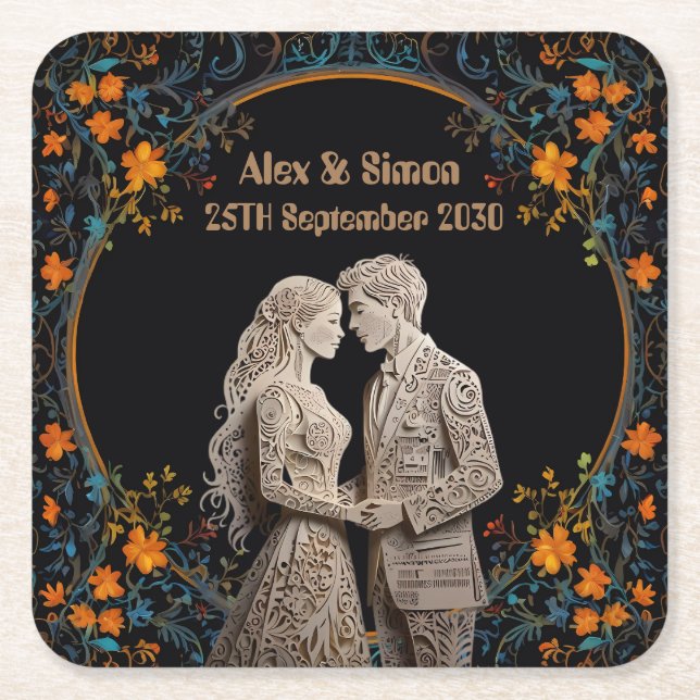 Dessous De Verre Carré Bride & Groom Royal Classic (Devant)