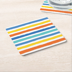 Dessous De Verre Carré Bright Beach Striped Motif