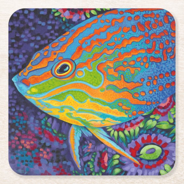 Dessous De Verre Carré Brillant poisson tropical I (Devant)