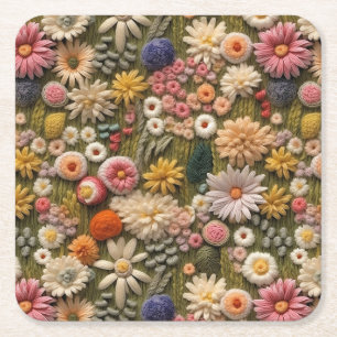 Dessous De Verre Carré Broderie fleur sauvage