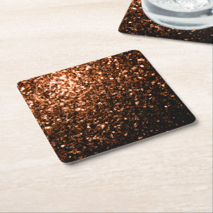 Dessous De Verre Carré Bronze orange brun brun faux parties scintillant e