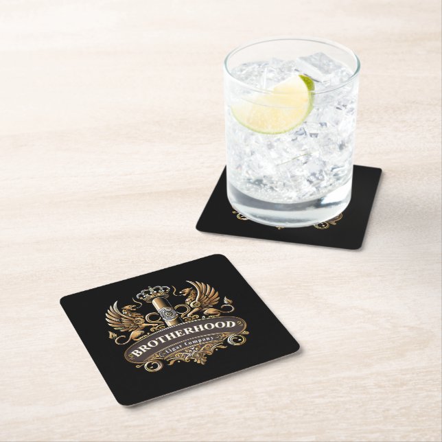 Dessous De Verre Carré Brotherhood Cigar Company  (En situation)