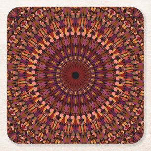 Dessous De Verre Carré Brown floral Mandala Design-48566