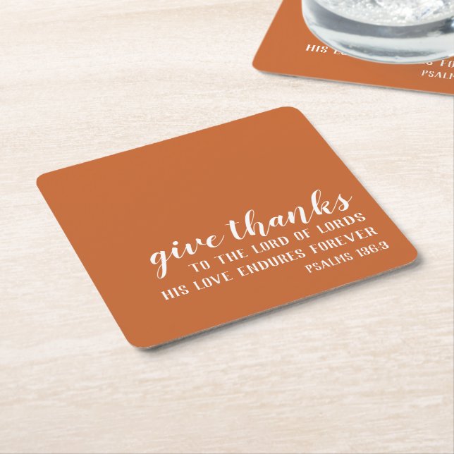 Dessous De Verre Carré Brûlé Orange Donner Merci Religieux Thanksgiving (Incliné)