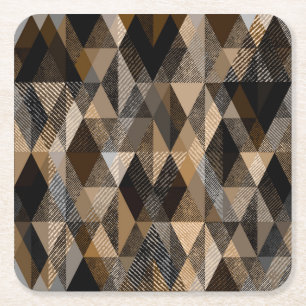 Dessous De Verre Carré Brun rhombique texturé avec beige