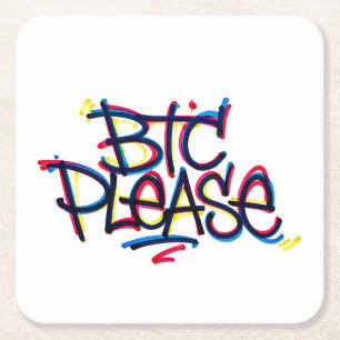 Dessous De Verre Carré "BTC Please" (Couleur)