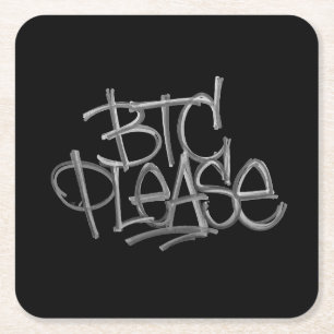 Dessous De Verre Carré "BTC Please" (Noir)