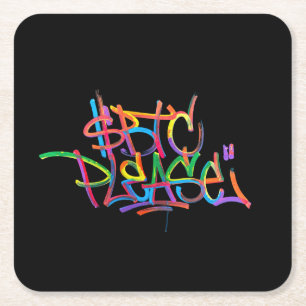 Dessous De Verre Carré "$BTC S'il vous plaît" (Style 4)