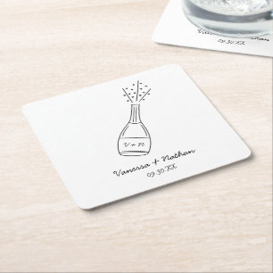 Dessous De Verre Carré Bubbly Popping Champagne Bouteille Mariage Whimsic