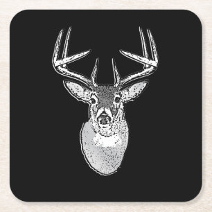 Dessous De Verre Carré Buck on Black White Tail Deer